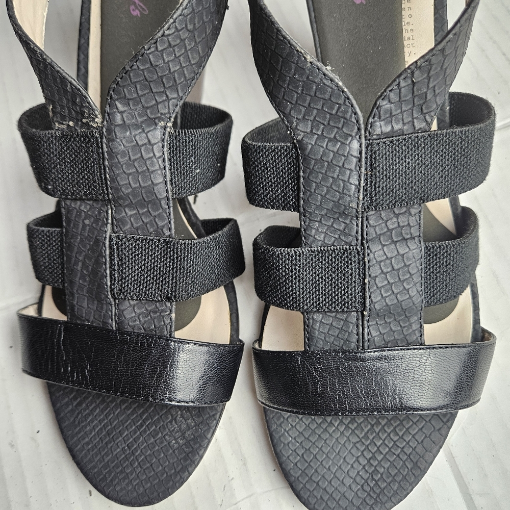 MRKT. Dakota Women Black Mid Wedge Stretch Sandals Size 9.5 Medium - Picture 10 of 13